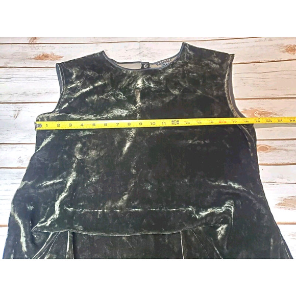 Theory Womens Top Medium Peplum VELVET Party Holidays Dark Green Draped Front - Picture 8 of 11